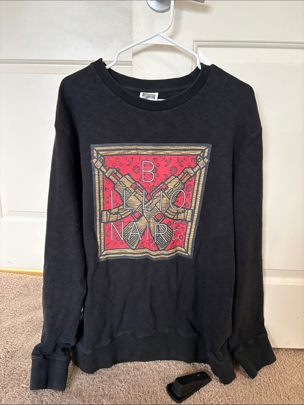 Billionaire Boys Club Black Crewneck Sweatshirt with Red and Gold Graphic